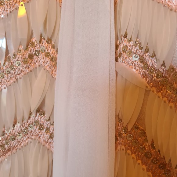 Imported Turkish Party21 Silk Ruffle Knee Length Dress w/Multi Shimmer Sequin 6 - Picture 11 of 17